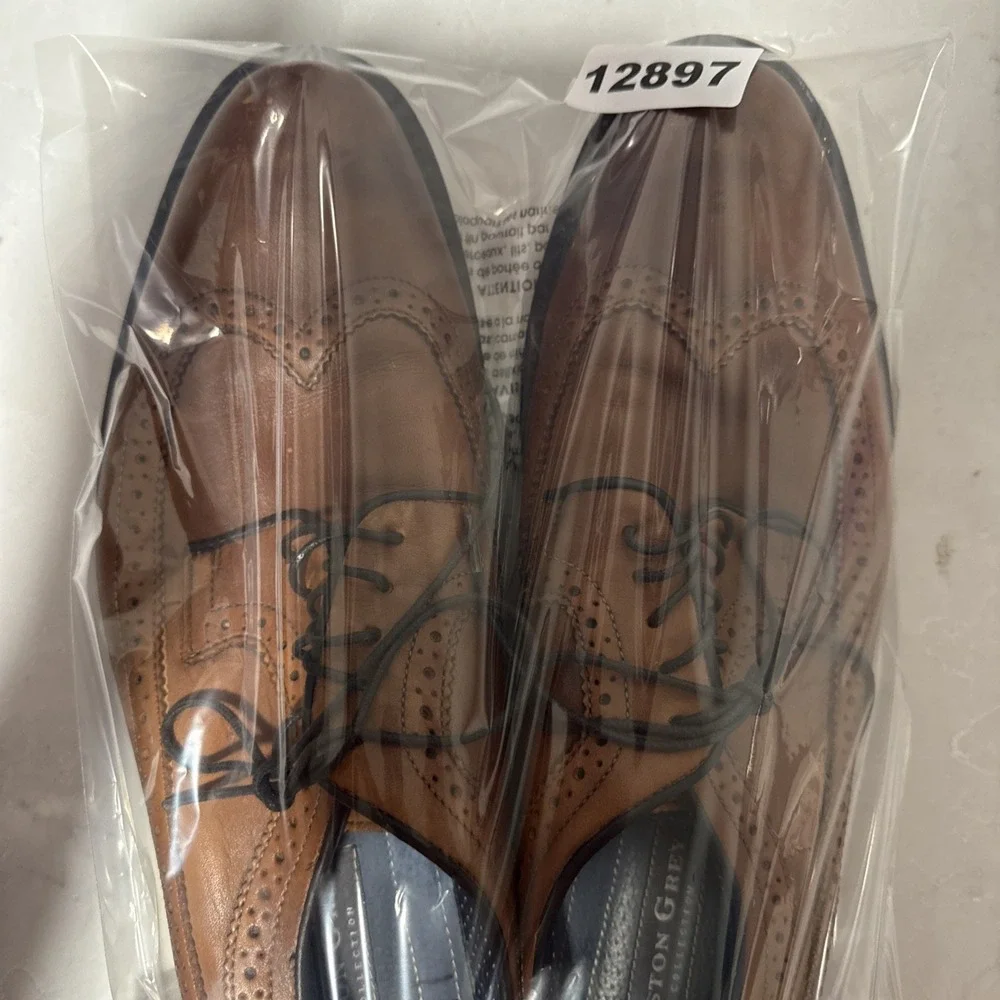 Aston Grey Lovorwen 1009219 Wingtip Oxford Dress Shoes Brown Leather Size 11